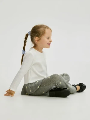 Reserved - Bawełniane legginsy w kwiaty - ciemnoszary