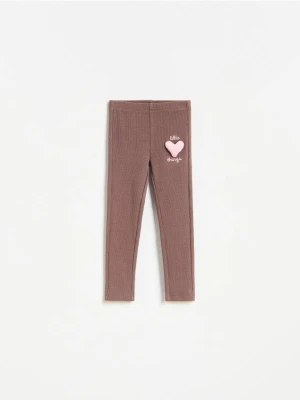 Reserved - Bawełniane legginsy z aplikacją - brązowy