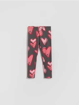 Reserved - Bawełniane legginsy z nadrukiem - ciemnoszary