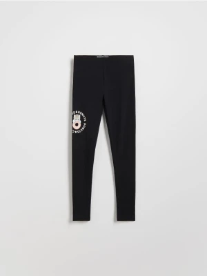 Reserved - Bawełniane legginsy z nadrukiem - czarny