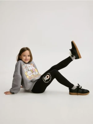 Reserved - Bawełniane legginsy z nadrukiem - czarny