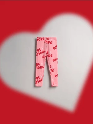 Reserved - Bawełniane legginsy z nadrukiem - różowy