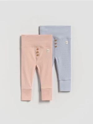 Reserved - Bawełniane legginsy z naszywką - brudny róż