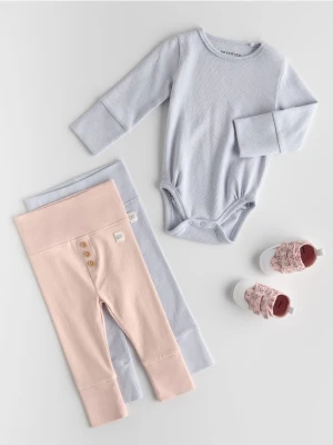 Reserved - Bawełniane legginsy z naszywką - brudny róż