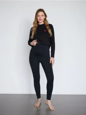 Reserved - Bawełniane legginsy z wysokim stanem - czarny