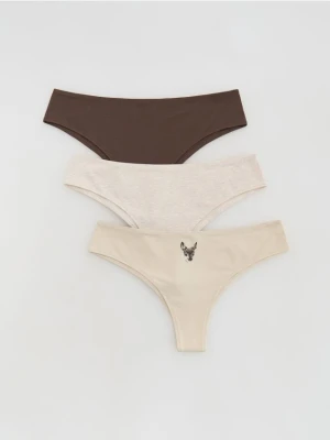 Reserved - Bawełniane majtki brazyliany 3 pack - beżowy