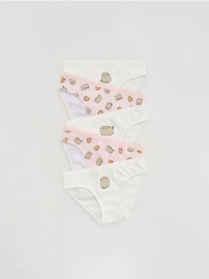 Reserved - Bawełniane majtki Pusheen 5 pack - złamana biel