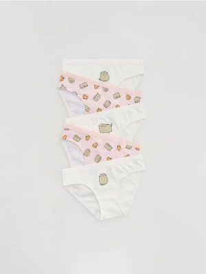 Reserved - Bawełniane majtki Pusheen 5 pack - złamana biel