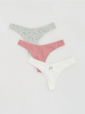 Reserved - Bawełniane majtki stringi 3 pack - wielobarwny