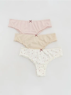 Reserved - Bawełniane majtki typu brazyliany 3 pack - wielobarwny