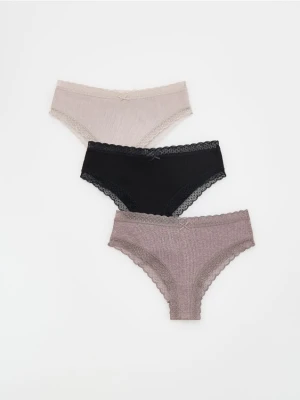 Reserved - Bawełniane majtki typu hipster 3 pack - brązowy