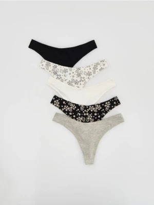 Reserved - Bawełniane majtki typu stringi 5 pack - czarny