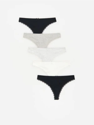 Reserved - Bawełniane majtki typu stringi 5 pack - szary