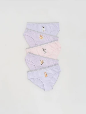 Reserved - Bawełniane majtki z nadrukiem 5 pack - fioletowy