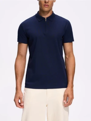 Reserved - Bawełniane polo slim fit - granatowy
