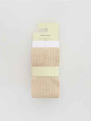 Reserved - Bawełniane rajstopy 2 pack - złamana biel