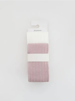 Reserved - Bawełniane rajstopy w prążki 2 pack - jasnofioletowy