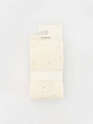 Reserved - Bawełniane rajstopy we wzory - kremowy