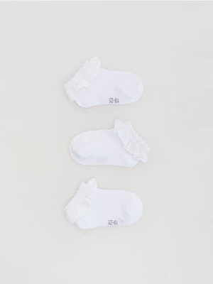 Reserved - Bawełniane skarpetki z falbanką 3 pack - biały