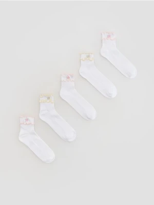 Reserved - Bawełniane skarpetki z falbanką 5 pack - biały