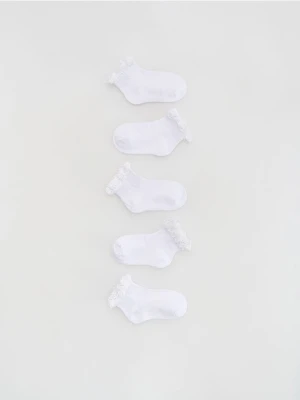 Reserved - Bawełniane skarpetki z falbanką 5 pack - biały