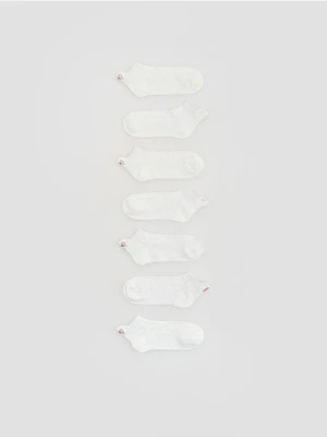 Reserved - Bawełniane skarpetki z haftem na zapiętku 7 pack - złamana biel