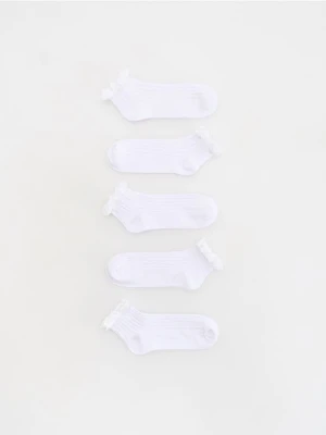 Reserved - Bawełniane skarpetki z koronką 5 pack - biały