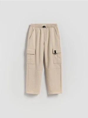 Reserved - Bawełniane spodnie cargo - beżowy