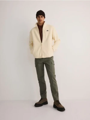 Reserved - Bawełniane spodnie cargo - ciemnozielony