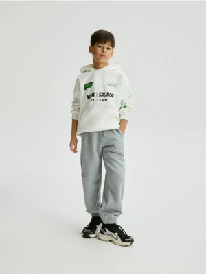 Reserved - Bawełniane spodnie cargo - jasnoszary