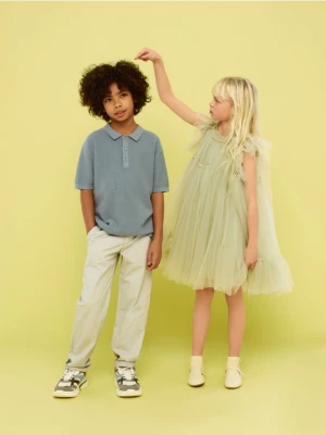 Reserved - Bawełniane spodnie chino - kremowy