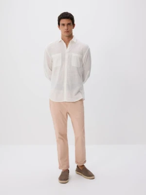 Reserved - Bawełniane spodnie chino slim - różowy