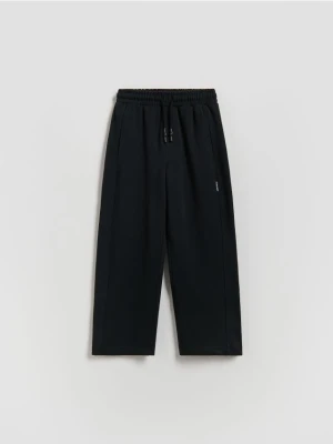 Reserved - Bawełniane spodnie wide leg - czarny