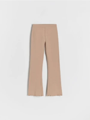 Reserved - Bawełniane spodnie flare - beżowy