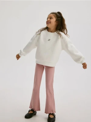 Reserved - Bawełniane spodnie flare - brudny róż