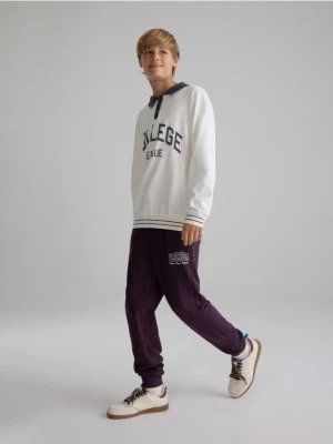 Reserved - Bawełniane spodnie jogger - fioletowy