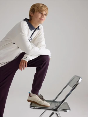 Reserved - Bawełniane spodnie jogger - fioletowy