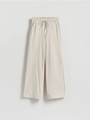 Reserved - Bawełniane spodnie - kremowy