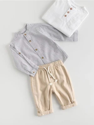 Reserved - Bawełniane spodnie - kremowy