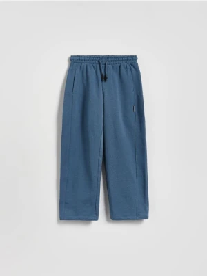 Reserved - Bawełniane spodnie wide leg - niebieski