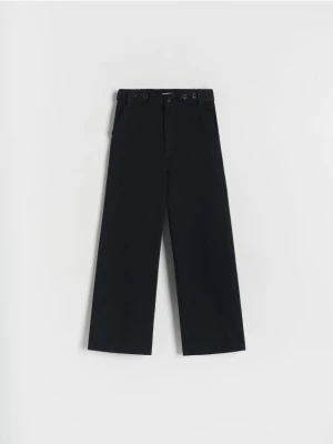 Reserved - Bawełniane spodnie z guzikami - czarny
