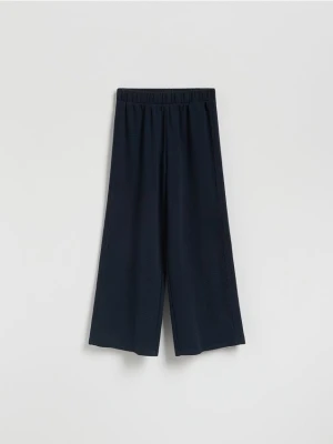 Reserved - Bawełniane spodnie z lampasami - granatowy