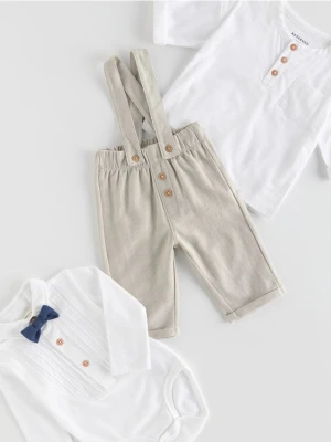 Reserved - Bawełniane spodnie z szelkami - ciemnoszary