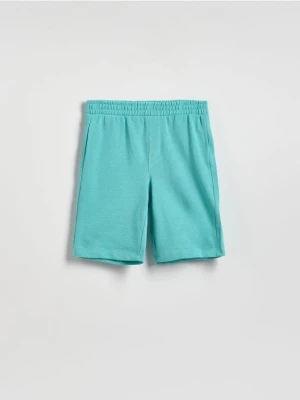 Reserved - Bawełniane szorty bermudy - miętowy