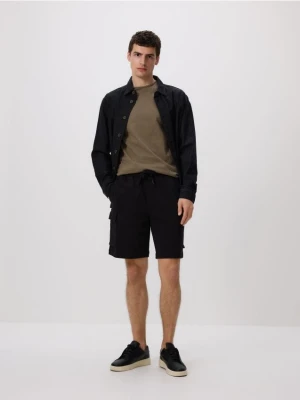 Reserved - Bawełniane szorty cargo - czarny