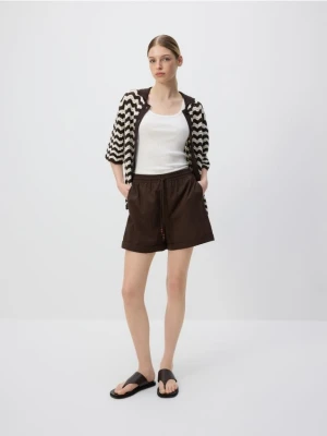 Reserved - Bawełniane szorty - ciemnobrązowy