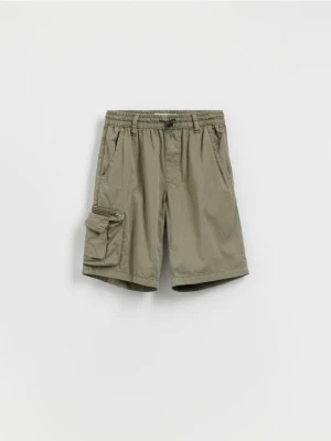Reserved - Bawełniane szorty - ciemnozielony