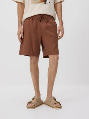 Reserved - Bawełniane szorty jogger - brązowy