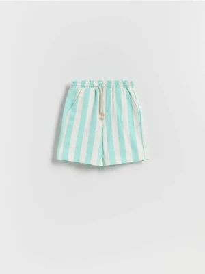 Reserved - Bawełniane szorty w paski - złamana biel