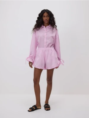 Reserved - Bawełniane szorty z falbankami - różowy